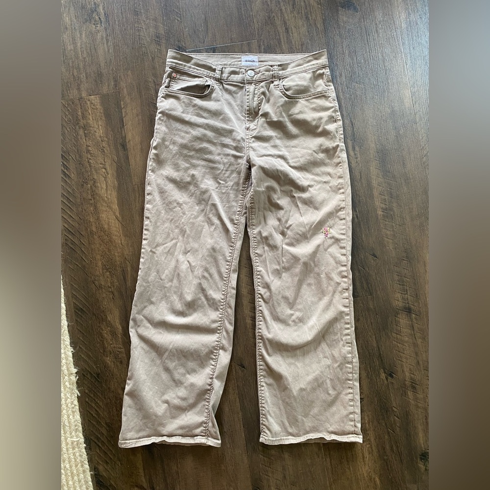 Hudson Jeans Rosalie Wide Leg Ankle desert Taupe Tan Trousers size 28 (30x26)